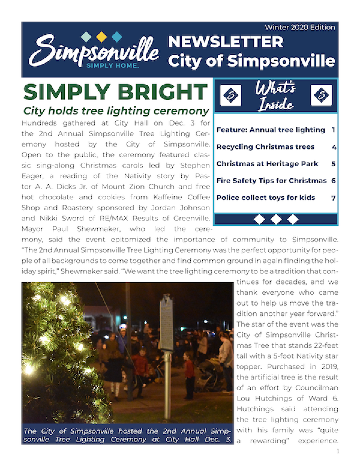 2020 newsletter winter front page news release