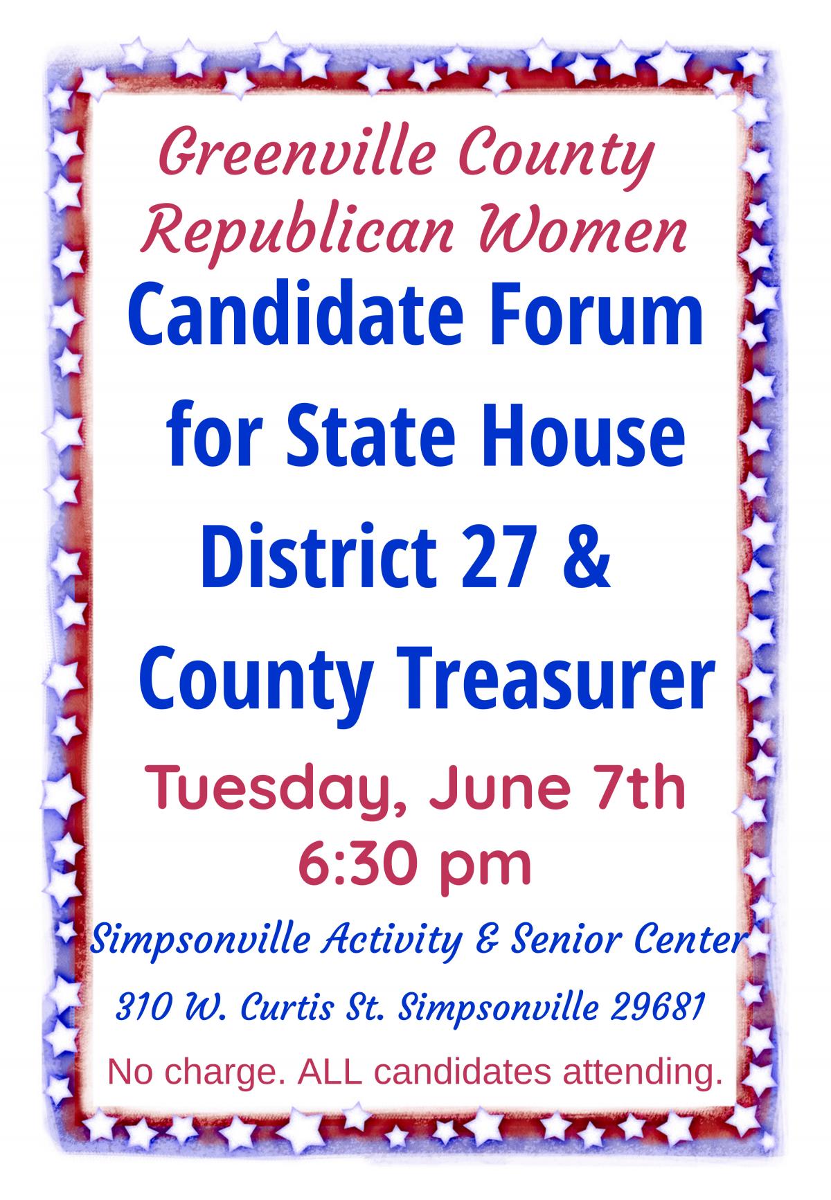Candidate Forum Flier for 6-7-22